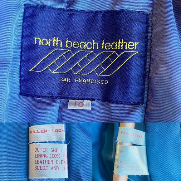 North Beach Leather San Francisco Moto Leather Jacket Vintage 80s Size 10 EUC - Picture 9 of 9